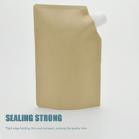 Vente en gros, crème imprimée, emballage alimentaire liquide, stand-up, noir, blanc, marron, sac en papier kraft, sac de buse avec votre propre logo