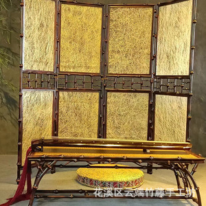 Neo Chinese Folding Screen 4 Panels Handcrafted Bamboo Room Divider For Tea Room Living Room Entryway Zen Style - Product Image 2