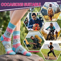 Chaussettes en laine jacquard flocon de neige nordique pour femmes, douces, épaisses et chaudes, mi-mollet, à motifs géométriques ethniques, pour l'hiver, vente en gros Whale
