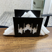 Décoration de table de cuisine et de salle à manger islamique musulmane pour l'Aïd et le Ramadan, support de serviettes en métal en forme de mosquée Taj Mahal, 13x15x5.5cm, noir/personnalisé