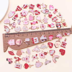 Colgante de Aleación de Zinc con Diseño de Oso de Chocolate con Corazón y Aceite que Gotea, Estilo Dibujos Animados, Color Rosa, para el Día de San Valentín, Accesorios de Joyería DIY - Product Image 3