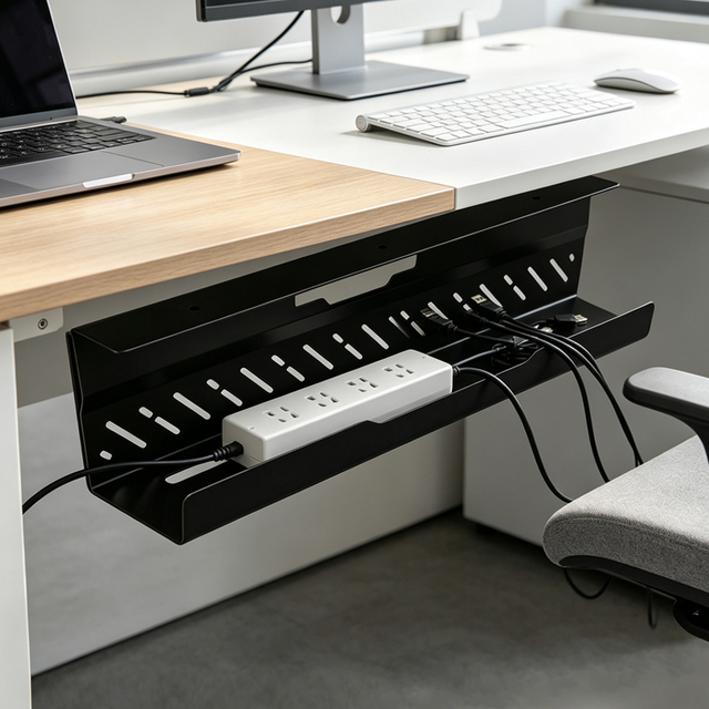 Under Desk Computer Desk Metal Organizer Cord Cable Tray Cable Storage Management Tray Holder