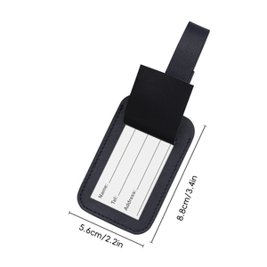 PU Leather Luggage Elegant Black PU Leather Luggage Tag Adjustable Metal Fastener <b>Strap</b> Travel <b>Suitcase</b> Name Tag - Product Image 5