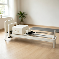 Plataforma de Entrenamiento de Pilates de Aluminio con Rieles Completos, Color Blanco, para Gimnasio en Casa, Ejercicio Personal, Entrenamiento Diario Profesional de Pilates