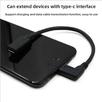 Cable de Extensión Tipo-C 3.1 Macho a Hembra, Cable de Extensión de Datos con Adaptador USB-C en Ángulo de 90 Grados para Carga y Transmisión de Datos