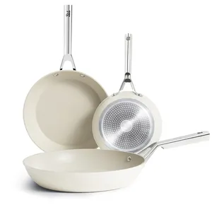 Fashionable 3-pieces Cookware set white ceramic nonstick cookware sets frying pans