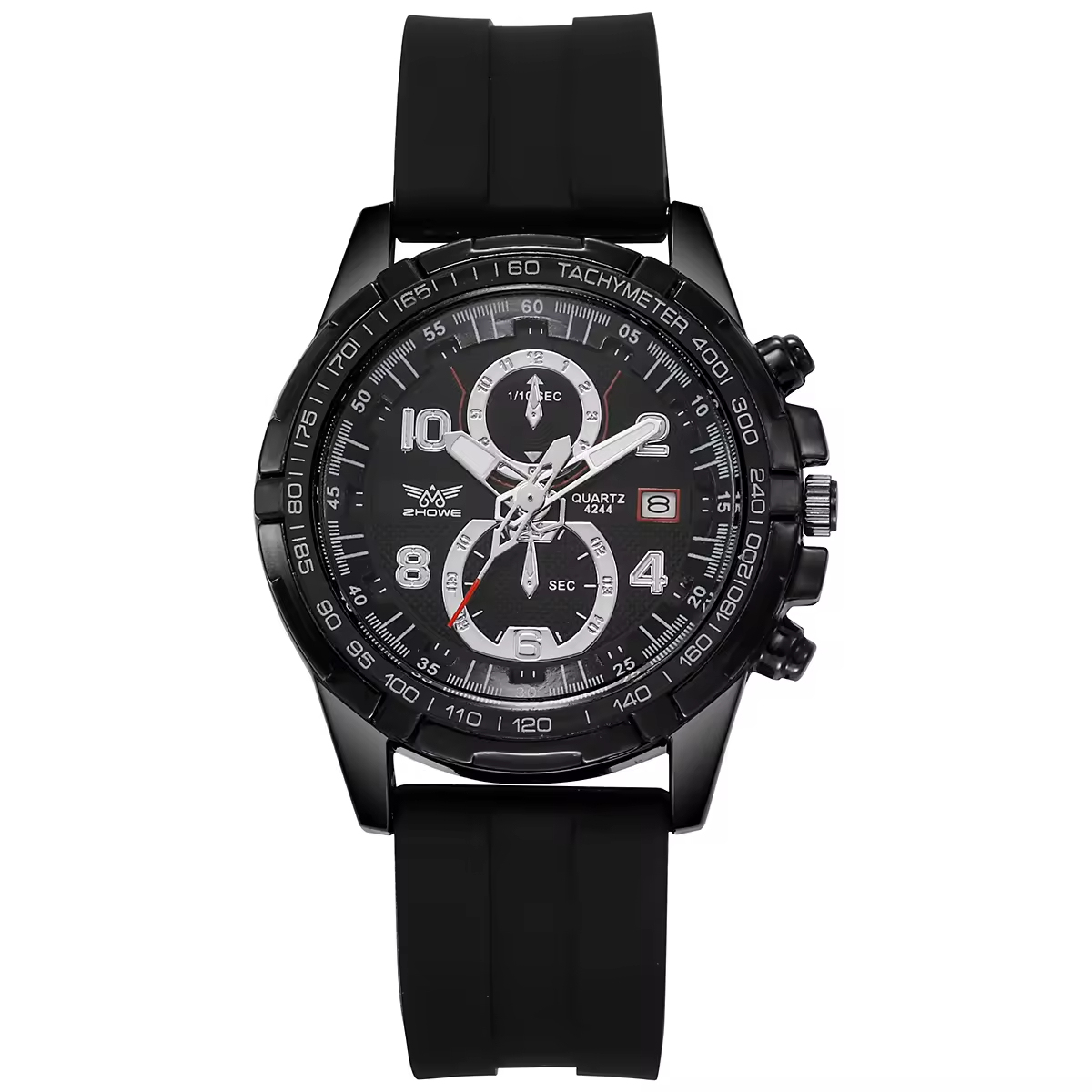 Luxury Men's <strong>Watch</strong> Quartz <strong>Movement</strong> Calendar Alloy Case Silicone Strap 22mm Band Width 10mm Case Thickness Glass Dial <strong>Pointer</strong>