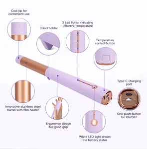 Manufacturer Wholesale Cordless Curling Iron Usb Charging Wireless Curling Wand Portable Hair Curler For Outdoor Travel Use
