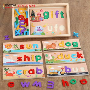 Boîte en bois personnalisable de qualité supérieure, puzzle de lettres, jouet interactif de vocabulaire pour enfants, apprentissage éducatif OEM/ODM - Product Image 1
