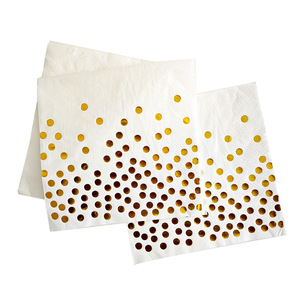 Hanlin Gold Foil Polka Dot Napkins 330mm Three Ply Disposable Paper Napkins For Birthday Party Hotel Restaurant - Product Image 2