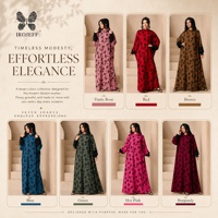 Abaya florale style Dubaï pour femme, robe longue musulmane couleur caramel avec tissu fluide, manches amples et look élégant de boutique.