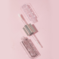 Tube de brillant à lèvres à double extrémité de conception transparente avec brosse Conteneur de glaçure à lèvres vide rechargeable avec logo personnalisé en gros