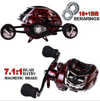 Moulinets Baitcaster 18 + 1BB gauche/droite 7.1:1 engrenage profil bas Baitcast moulinets de pêche