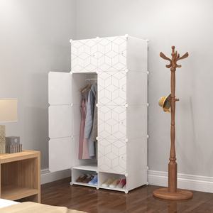 ホットセール中！8ドア ブラック プラスチック製 折りたたみ式ワードローブ/クローゼット（靴収納付き）寝室・リビングルーム用 - Product Image 2