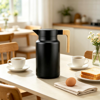 Ensemble de café et de thé isotherme en acier inoxydable écologique moderne avec logo personnalisé, carafe thermique à double paroi, poignée en bois de hêtre, Baishida