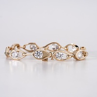 Bracelet en diamant de culture, plaqué or massif 14 carats, tons jaune/blanc/rose, bijoux de luxe pour femmes, coupe brillante, fantaisie, IGI