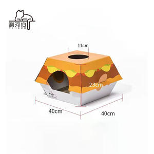 Grosir mainan kucing lucu Modern rumah Toilet kucing bergelombang dengan bantalan gores Hamburg kucing papan gores untuk bersembunyi kemasan karton - Product Image 3