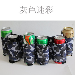 Sac banane de sport pour boissons, 6 canettes, extérieur, gris camouflage, tissu Oxford, pour adultes - Product Image 1