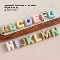 Perles en plastique acrylique UV irisées à grand trou 16*20mm, lettres de l'alphabet, pour chaîne de téléphone portable et porte-clés DIY