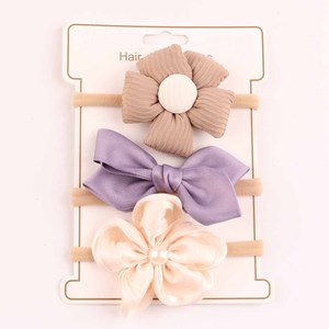Juego de 3 diademas de nailon para bebé de 0 a 3 años, con lazo de flores, paquete de tarjetas OPP, accesorios para el cabello para niñas pequeñas - Product Image 3