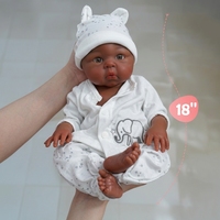 Poupée Bébé Reborn en Silicone de 45 cm (18 pouces) Fille Noire Réaliste Africaine Américaine Nouveau-né Faite à la Main Corps Souple Lesté Cadeau
