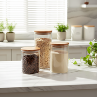 Bocaux de conservation en verre borosilicate de haute qualité avec couvercle en liège, durables, transparents, de qualité alimentaire, pour bonbons et épices, hermétiques et résistants à la chaleur, vente en gros
