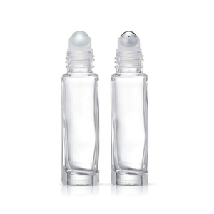 Bouteilles roll-on en verre transparentes personnalisables de 10 ml et 15 ml avec bille roulante en acier inoxydable pour gloss à lèvres avec capuchon - Product Image 1