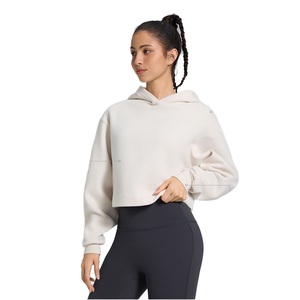 Sudadera con Capucha para Mujer, Color Sólido, Minimalista, Transpirable, Invierno, 450GSM, Forro Polar, Corta, Gruesa, Estilo Urbano - Product Image 1