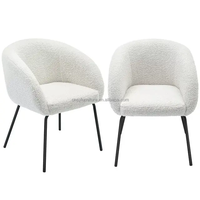 Milieu du siècle mélange de laine blanche tissu de laine d'agneau jambe en métal noir Restaurant Boucle chaise de salle à manger maquillage vanité chaise Accent fauteuil
