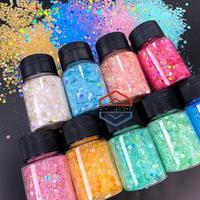 Paillettes laser macaron mélangées, paillettes irisées épaisses pour résine, shaker, nail art, bricolage, décoration, flocons en gros