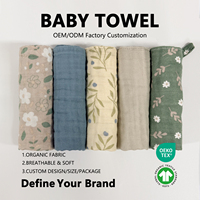 Serviette de bain pour bébé en tissu mousseline de coton biologique personnalisé à 6 couches, essentiels pour nouveau-nés, super absorbante, serviettes pour bébés