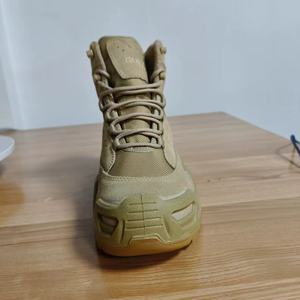 Botas tácticas de senderismo de media caña de cuero genuino de ante vacuno TSB07, color caqui - Product Image 2