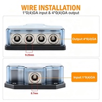 Support de fusible d'alimentation pour autoradio, bloc de distribution d'alimentation pour voiture 0/4AWG 1 entrée 4 sorties pour accessoires de répartiteur audio automobile