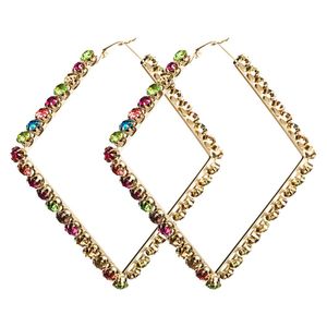 Nuovo stile Punk grande grande <span class=keywords><strong>argento</strong></span> placcato <span class=keywords><strong>orecchini</strong></span> a cerchio quadrati con diamante di cristallo - Product Image 2