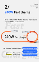 Câble de charge magnétique tressé en nylon ultra-rapide USB-C vers USB-C pour iPhone 17 16 15 Android, câble de données 240W