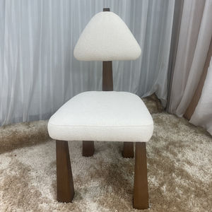 Silla de Comedor Moderna para Hotel, Cafetería, Restaurante, con Patas de Madera y Asiento de Tela Blanca - Product Image 1