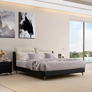 Nouveau design 2026 – <span class=keywords><strong>Lit</strong></span> élégant, confortable et moelleux en cuir moderne avec revêtement en <span class=keywords><strong>bois</strong></span> de lierre pour villas et appartements - Product Image 1