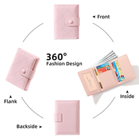 Dompet Lipat Tiga Wanita TAOMICMIC Desain Kotak-Kotak Lucu Gaya Minoritas Penutup Kancing 2-Fungsi Dompet & Tempat Kartu