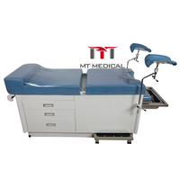 Table d'examen gynécologique MT MEDICAL, table d'examen obstétrical et urologique pour hôpital avec tiroirs de rangement et dossier à ressorts à gaz