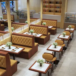 مجموعات مطاعم أثاث طاولات الطعام والكراسي لمقهى مقهى بار الوجبات السريعة مقصف جلد الخشب كشك أريكة مقعد