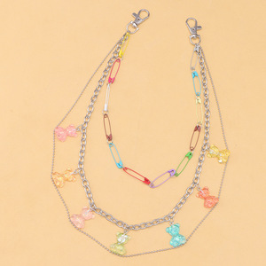 เข็มขัดโซ่คาดเอวรูปหมีหลากสี ยี่ห้อ Yueli ทำจากโลหะผสมสังกะสี มีหลายห่วง เหมาะสำหรับใส่ทุกวัน แฟชั่นเครื่องประดับร่างกาย - Product Image 2