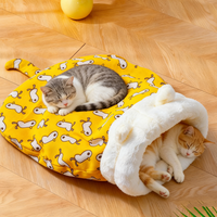 Coussin pour chat et chien à motif de dessin animé, en velours, personnalisé, en coton épais, lavable, amovible, pour l'hiver