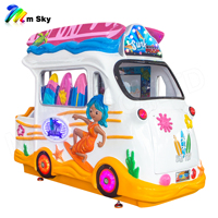 Manège familial MSKY Surf Van Kiddie Rides 4 places, bus balançoire, divertissement, jeux vidéo, intérieur, à monnayeur, fibre de verre, anglais, CE, 1 an de garantie
