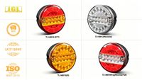 Feux arrière combinés LED ronds E-mark 5,5 pouces pour camion, remorque, camping-car, jaune rouge 12V 24V, feux de position arrière, feux stop, feux clignotants