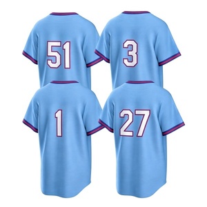 Maglie da baseball americane ricamate blu chiaro della squadra New City US 2026 all'ingrosso per giocatori # 13 # 28 # 44 # 51 # 10 # 3 Luci Personalizzate - Product Image 5