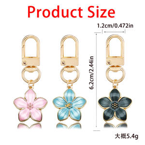 Dijes esmaltados de metal con llavero flor de cerezo llaveros bolso monedero esmalte <span class=keywords><strong>Collar</strong></span> dijes llaveros Regalos mujeres niñas - Product Image 2