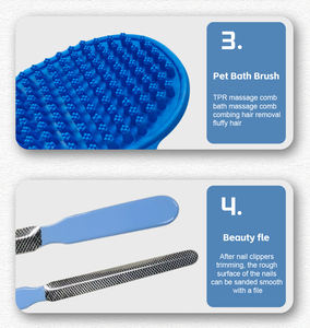 Kit de Aseo para Perros de 6 Piezas con Peine para Pulgas, Cepillo de Baño, Cortaúñas para Gatos y Cepillos de Plástico para la Muda para el Cuidado de Mascotas - Product Image 3