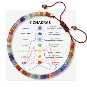 Bracciale da 7 Chakra con carta di significato piccolo braccialetto di cristallo di pietra naturale che guarisce ansia energico ed emotivo Chakra per le donne - Product Image 6