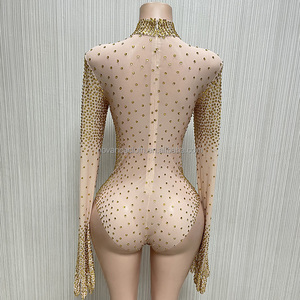 NOCANCE Y1738FB Regalo de San Valentín 2023, Brillante <span class=keywords><strong>Mono</strong></span> <span class=keywords><strong>Dorado</strong></span> con Diamantes para Mujer, Ropa de Club, <span class=keywords><strong>Mono</strong></span> de una Pieza con Pedrería para Discoteca - Product Image 6