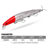 Vente en gros de leurres de pêche en eau salée artificiels en plastique ABS dur imprimé, Hessen 24,5 g 18,5 cm